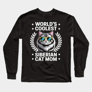 World's Coolest Cat Mom Mama - Women Siberian Cat Long Sleeve T-Shirt